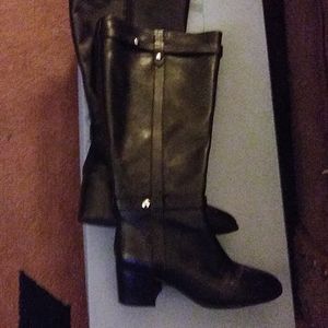 Brand new black silky leather boots